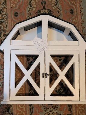 Hobby Lobby White Barn-Style Shelf with X-Panel Doors Farmhouse Shabby Chic